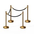 Montour Line Stanchion Post and Rope Kit Pol.Brass, 4 Ball Top3 Black Rope C-Kit-4-PB-BA-3-PVR-BK-PB